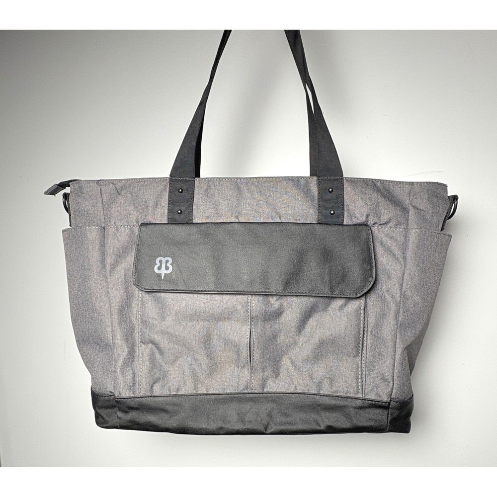 Betabrand‎ Commuter Travel Tote Grey Black Nylon Laptop Purse Bag Large
